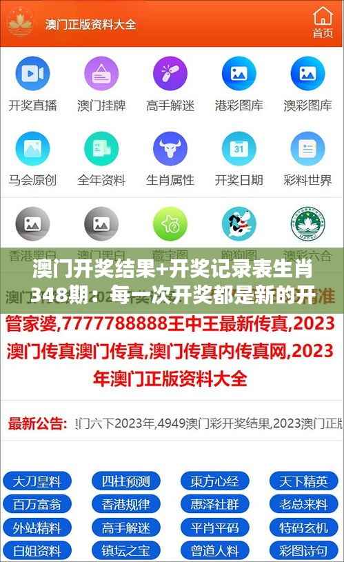 澳门开奖结果+开奖记录表生肖348期:每一次开奖都是新的开始