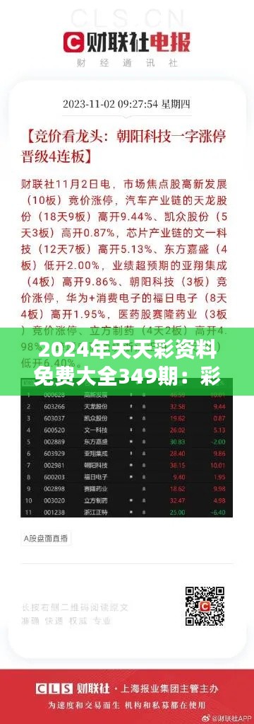 2024年天天彩资料免费大全349期:彩坛老手的新起点