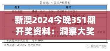 新澳2024今晚351期开奖资料:洞察大奖背后的统计学秘密