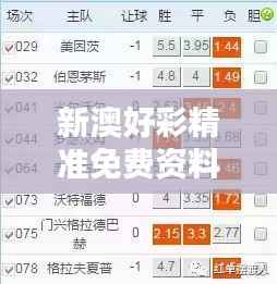 新澳好彩精准免费资料提供:优质足球预测分析工具