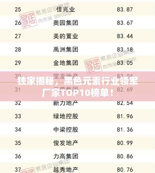 独家揭秘,黑色元素行业领军厂家TOP10榜单!