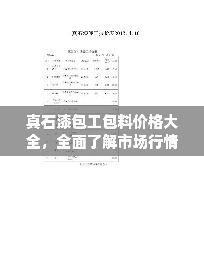 真石漆包工包料价格大全,全面了解市场行情,轻松掌握最新报价!